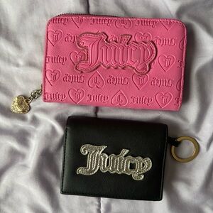 Juicy Couture Pink Embossed Zip Wallet & Black Logo Card Case Set